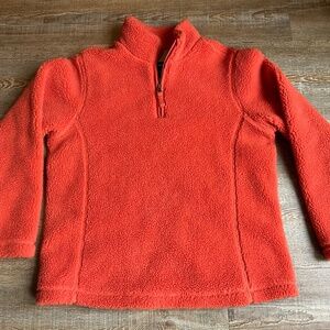 Land’s End Sherpa Fleece 1/4 Zip Pullover Orange Size XSP